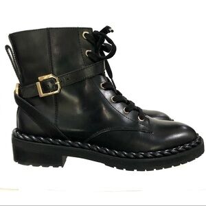 LOUISE ET CIE Sabri Moto Combat Braided Rope Zippered Design Boots - Sz 8